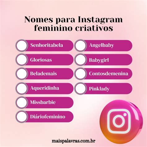 nomes para instagram de cria feminino|Nomes de Cria para Botar no Instagram [2024]